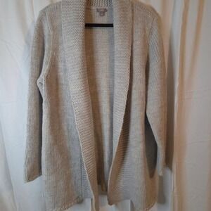 J. Jill Women's Soft Gray Knit Open Front Alpaca Blend Cardigan Size L